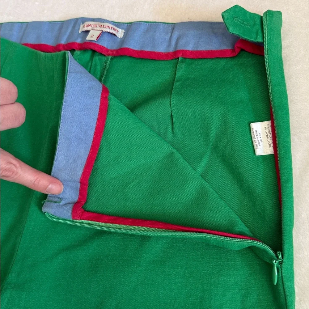 Frances Valentine | Petrie Side Zip Back Slit Stretch Cotton Crop Pant Green (2) - Picture 8 of 14